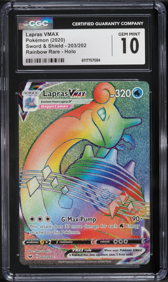 2020 Pokemon Sword & Shield Rainbow Rare Lapras VMAX #203 CGC 10 GEM MINT