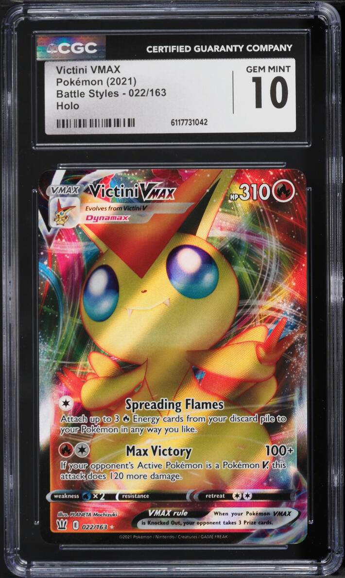 2021 Pokemon Sword & Shield Battle Styles Full Art Victini VMAX #22 CGC 10 GEM MINT
