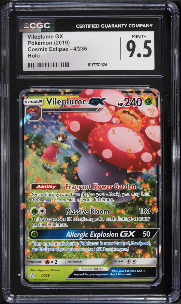 2019 Pokemon Sun & Moon Cosmic Eclipse Vileplume GX #4 CGC 9.5 MINT+