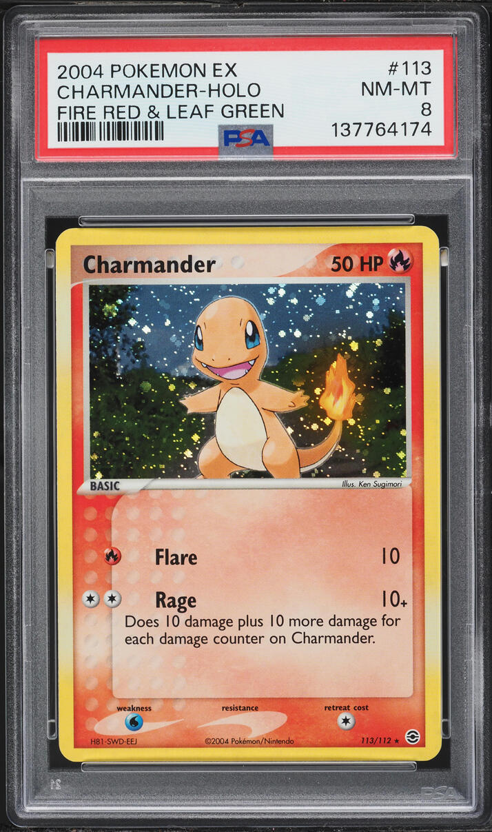 2004 Pokemon EX Fire Red & Leaf Green Holo Charmander #113 PSA 8 NM-MT
