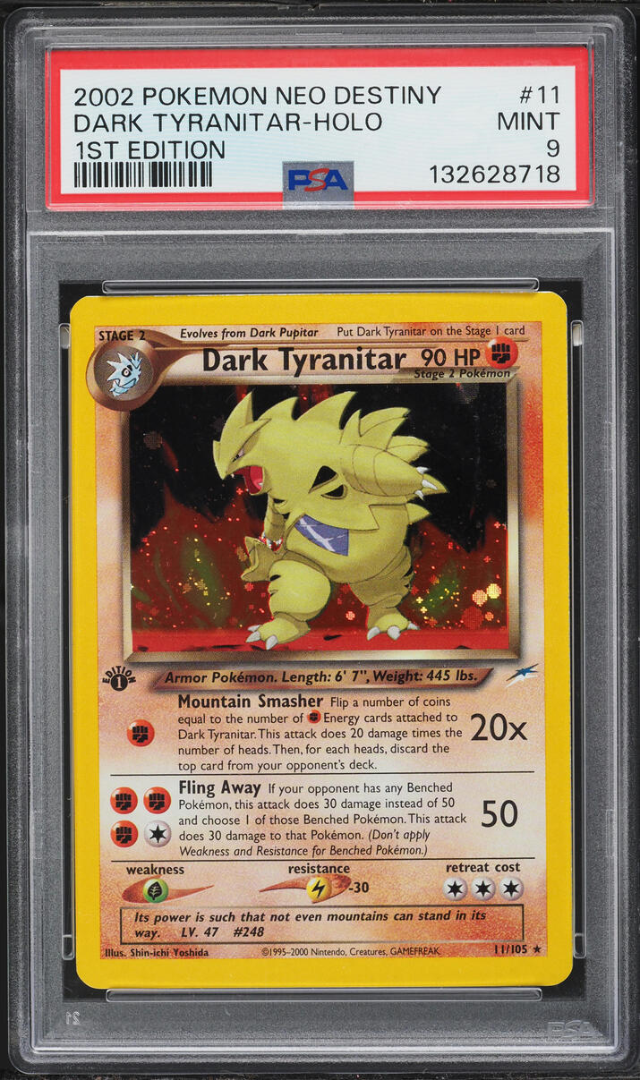 2002 Pokemon Neo Destiny 1st Edition Holo Dark Tyranitar #11 PSA 9 MINT