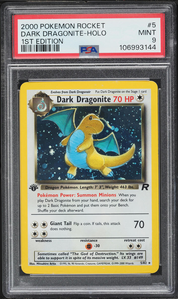 2000 Pokemon Team Rocket 1st Edition Holo Dark Dragonite #5 PSA 9 MINT