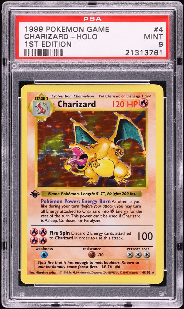 1999 Pokemon Base Set Shadowless 1st Edition Holo Charizard #4 PSA 9 MINT