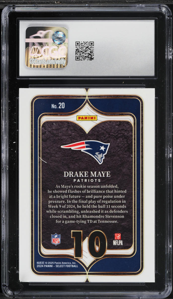 2024 Select Numbers Drake Maye ROOKIE #20 CGC 10 GEM MINT