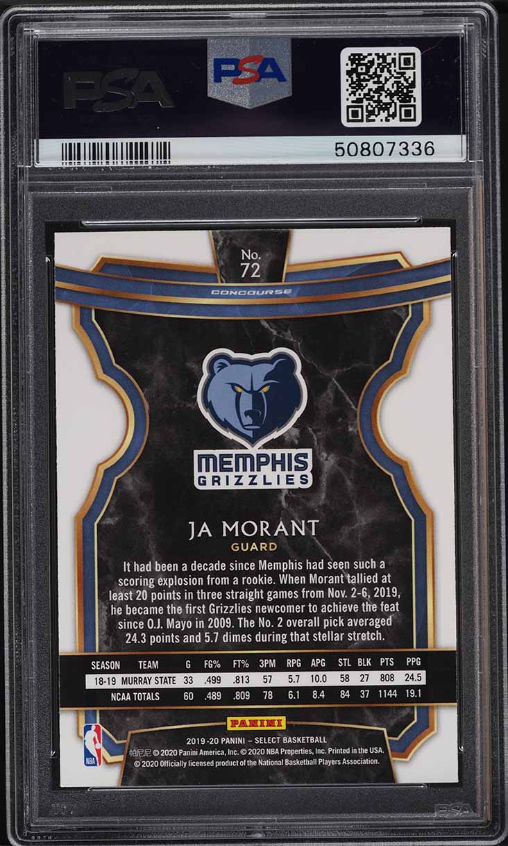 2019 Select Concourse Ja Morant ROOKIE #72 PSA 10 GEM MINT