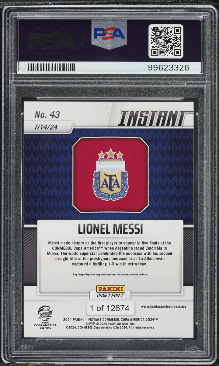 2024 Panini Instant Copa America Lionel Messi /12674 #43 PSA 10 GEM MINT