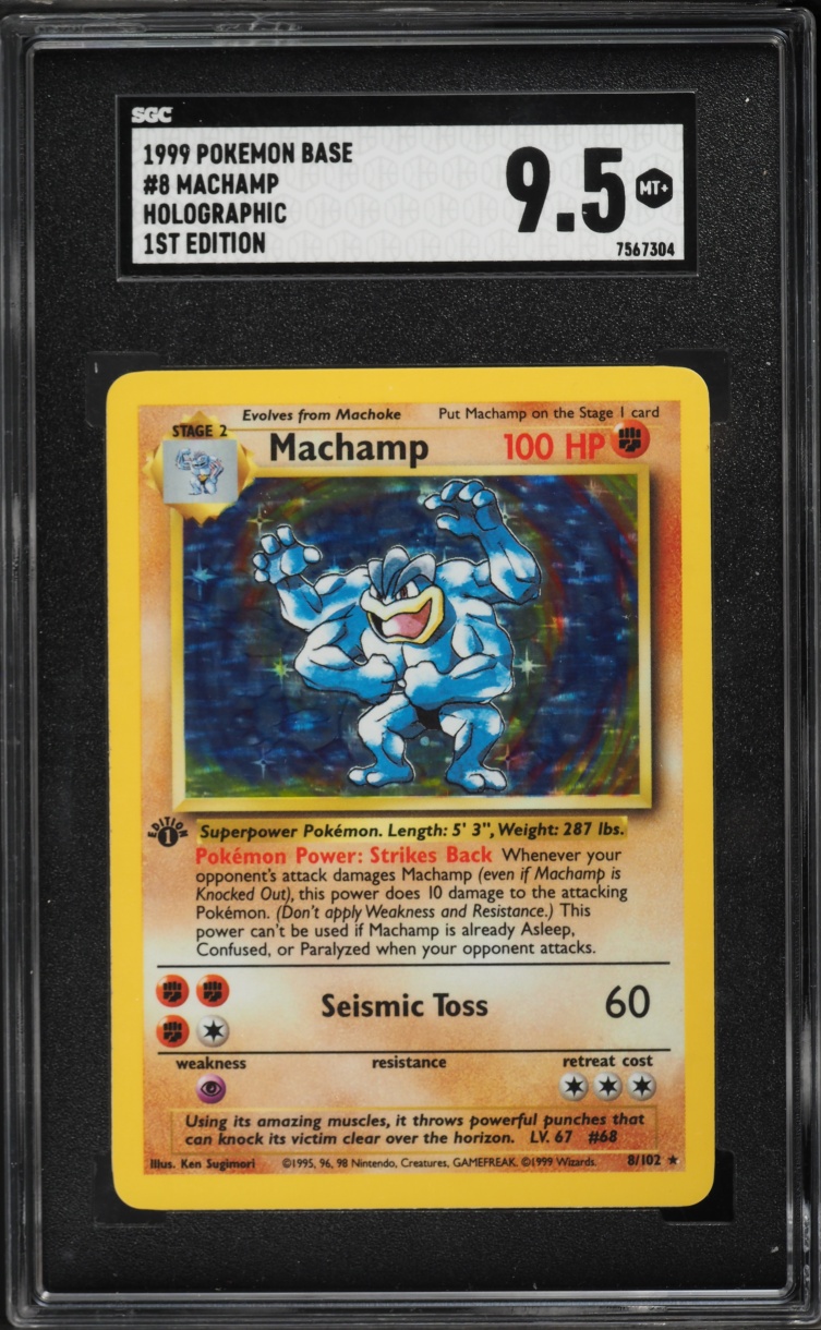 1999 Pokemon Base Set 1st Edition Holo Machamp #8 SGC 9.5 MINT+