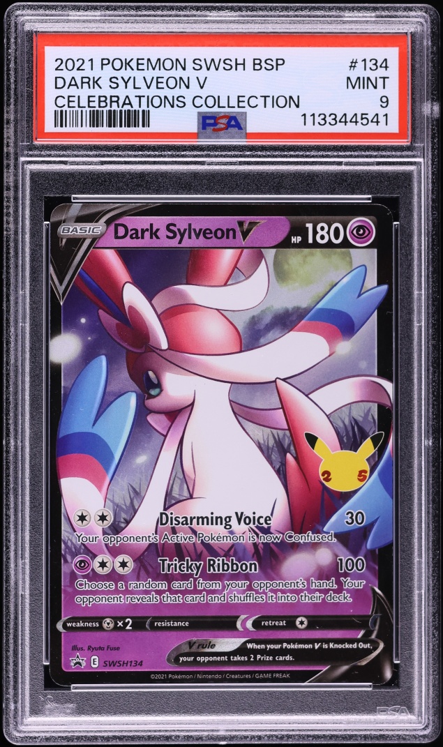 2021 Pokemon Sword & Shield Promo Celebrations Collection Dark Sylveon V #SWSH134 PSA 9 MINT