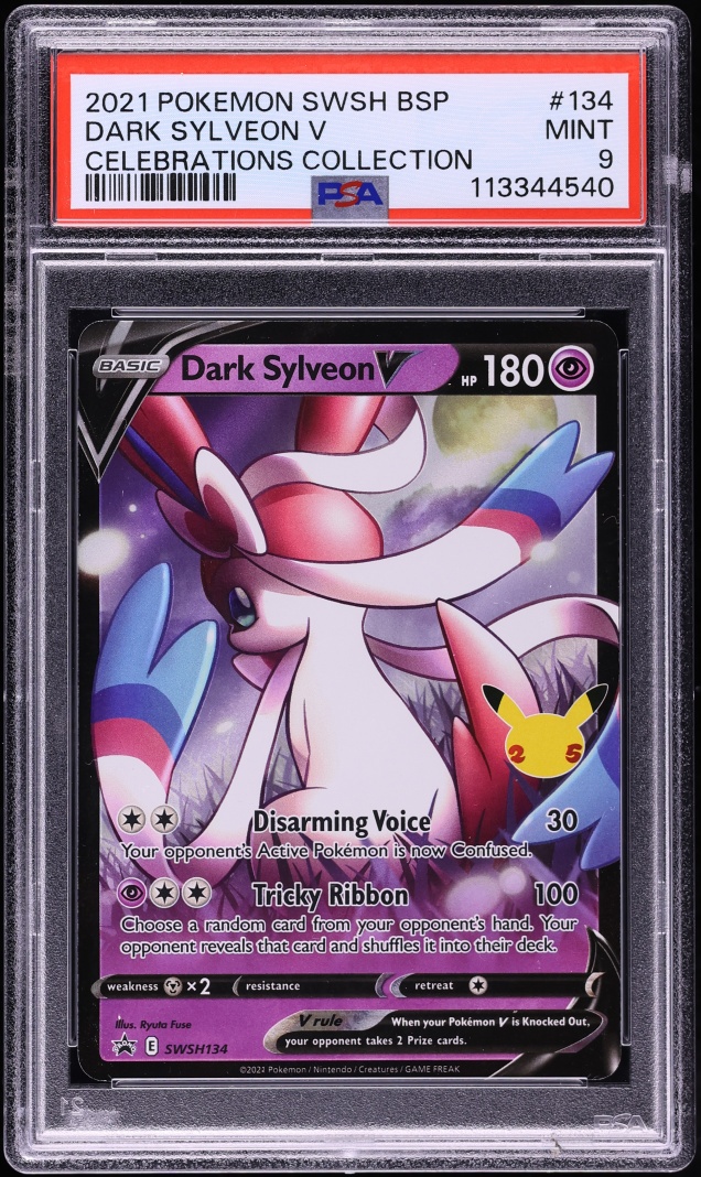 2021 Pokemon Sword & Shield Promo Celebrations Collection Dark Sylveon V #SWSH134 PSA 9 MINT