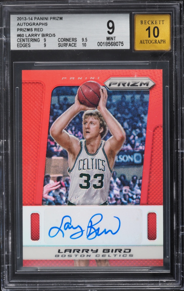 2013 Panini Prizm Red Larry Bird AUTO /5 #60 BGS 9 MINT on