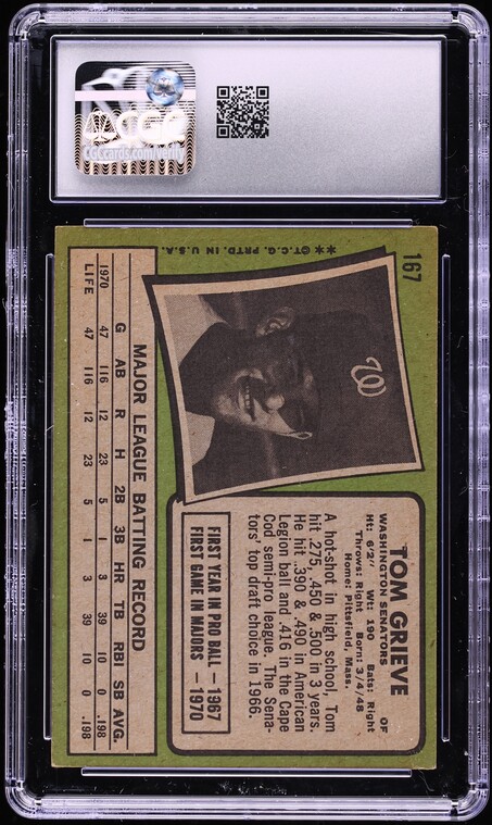 1971 Topps Tom Grieve #167 CGC 5.5 EX+