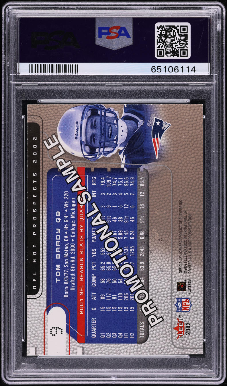 2002 Fleer Hot Prospects Promo Tom Brady #9 PSA 8 NM-MT