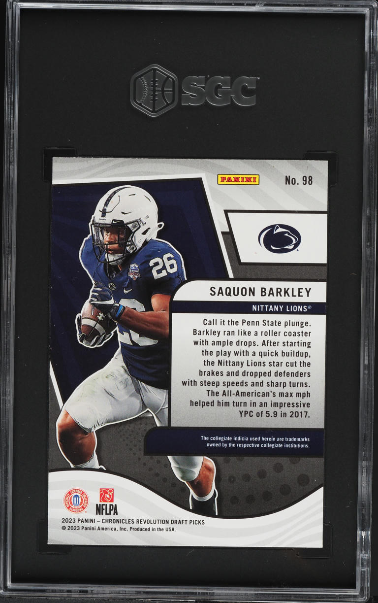 2023 Panini Chronicles Draft Picks Revolution Saquon Barkley #98 SGC 9 MINT
