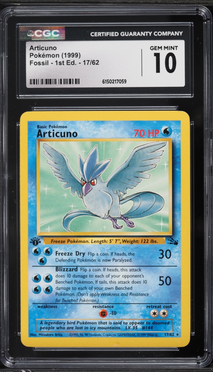 1999 Pokemon Fossil 1st Edition Articuno #17 CGC 10 GEM MINT