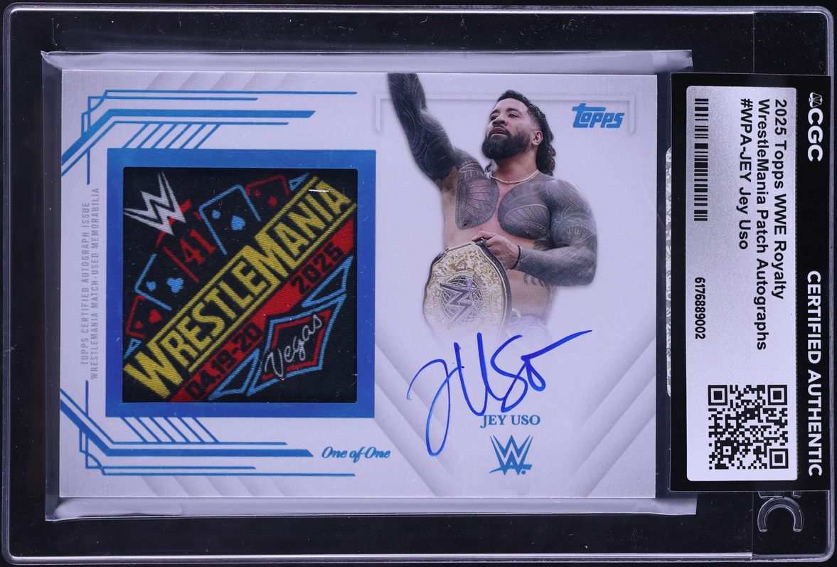2025 Topps WWE Royalty WrestleMania Jey Uso PATCH AUTO 1/1 #WPA-JEY CGC AUTH