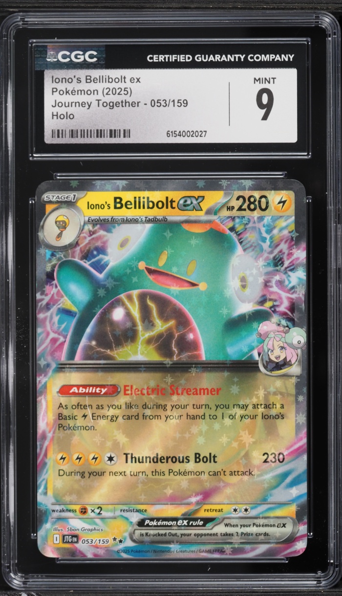 2025 Pokemon Scarlet & Violet Journey Together Holo Iono's Bellibolt ex #53 CGC 9 MINT