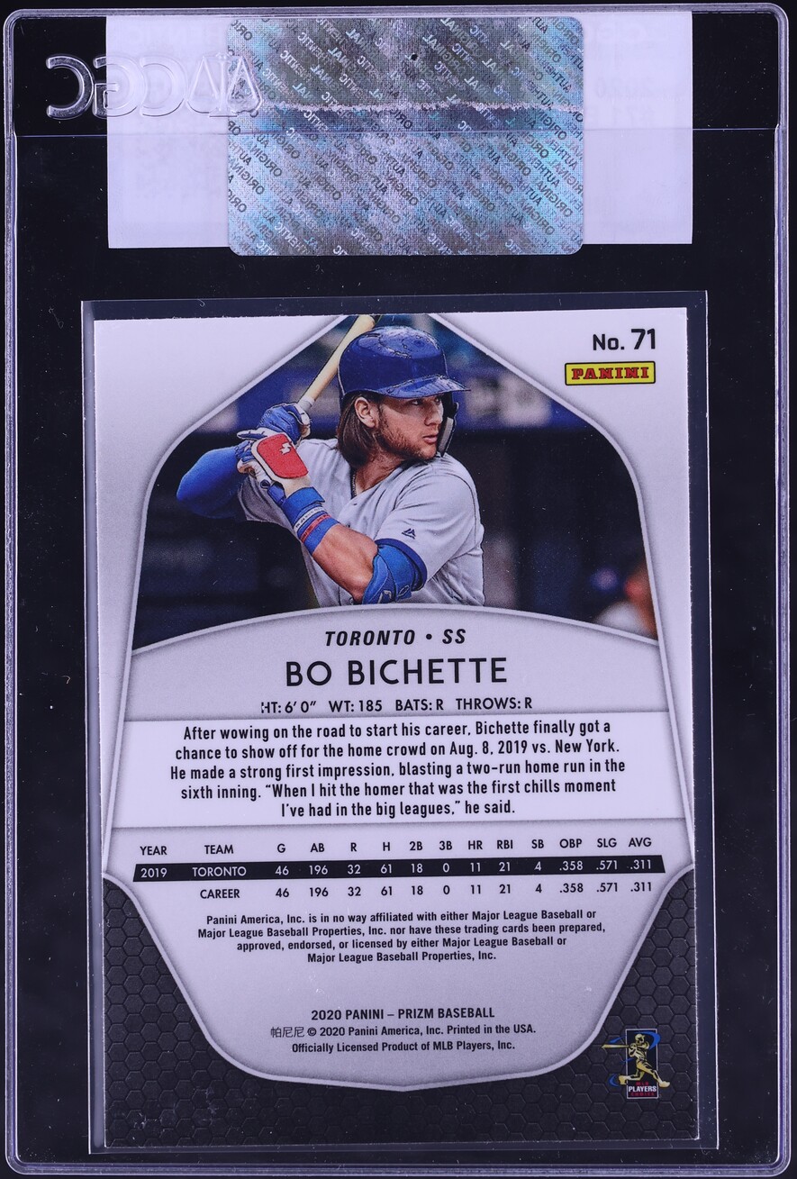 2020 Panini Prizm Bo Bichette ROOKIE #71 CGC AUTH