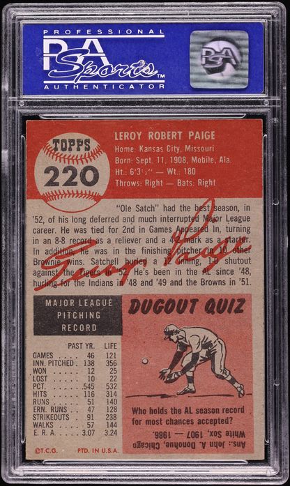 1953 Topps Satchell Paige #220 PSA 8 NM-MT