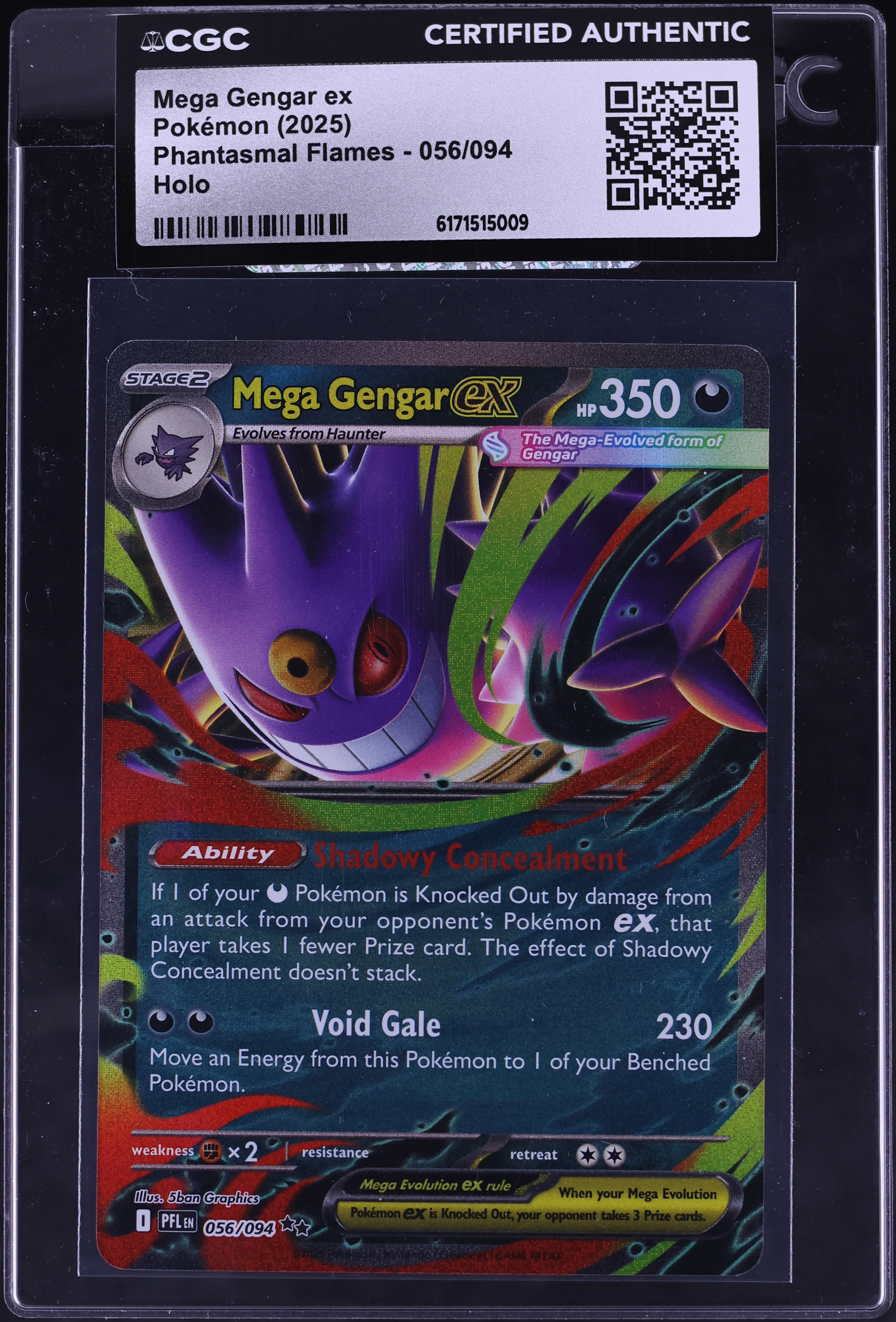 2025 Pokemon Mega Evolution Phantasmal Flames Holo Mega Gengar Ex #56 CGC AUTH