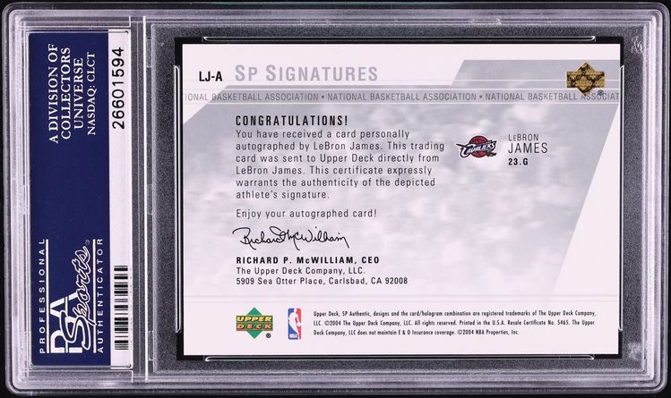 2003 SP Authentic Signatures LeBron James ROOKIE AUTO #LJ-A PSA 10 GEM MINT