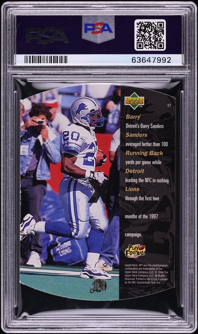 1998 SPx Grand Finale Die-Cut Barry Sanders #17 PSA 5 EX - Photo 2