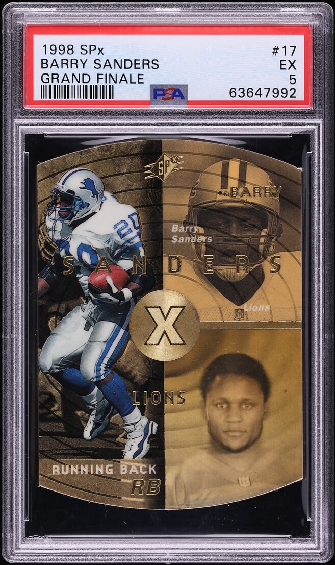 1998 SPx Grand Finale Die-Cut Barry Sanders #17 PSA 5 EX - Photo 1
