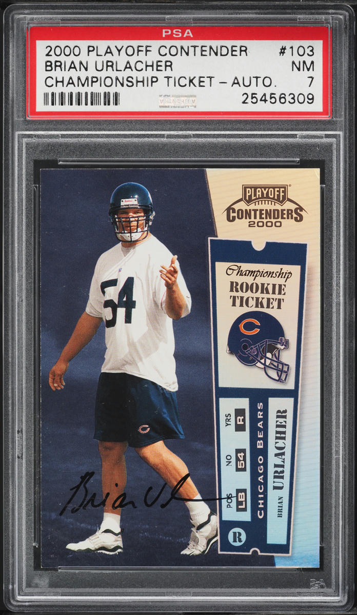 2000 Playoff Contenders Championship Brian Urlacher ROOKIE AUTO /100 #103 PSA 7
