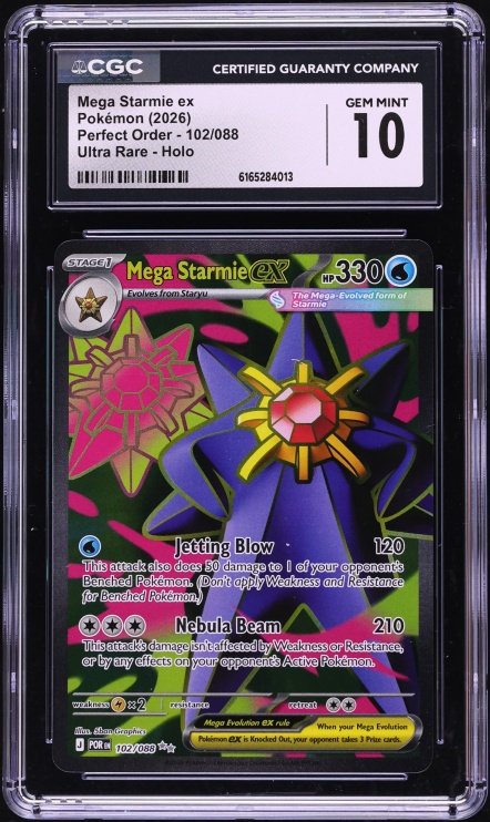 2026 Pokemon Mega Evolution Perfect Order Full Art Mega Starmie Ex #102 CGC 10 GEM MINT