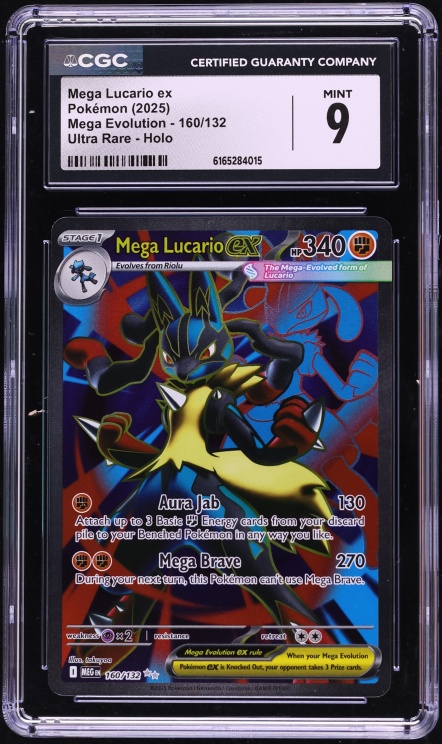 2025 Pokemon Mega Evolution Full Art Mega Lucario Ex #160 CGC 9 MINT