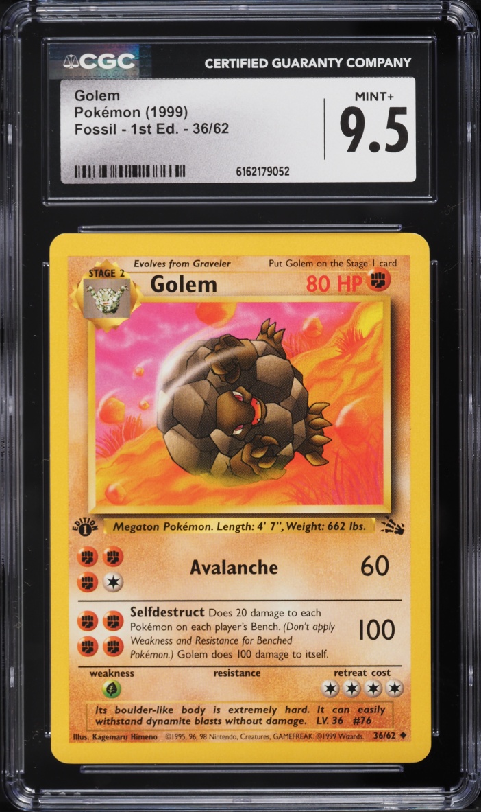 1999 Pokemon Fossil 1st Edition Golem #36 CGC 9.5 MINT+