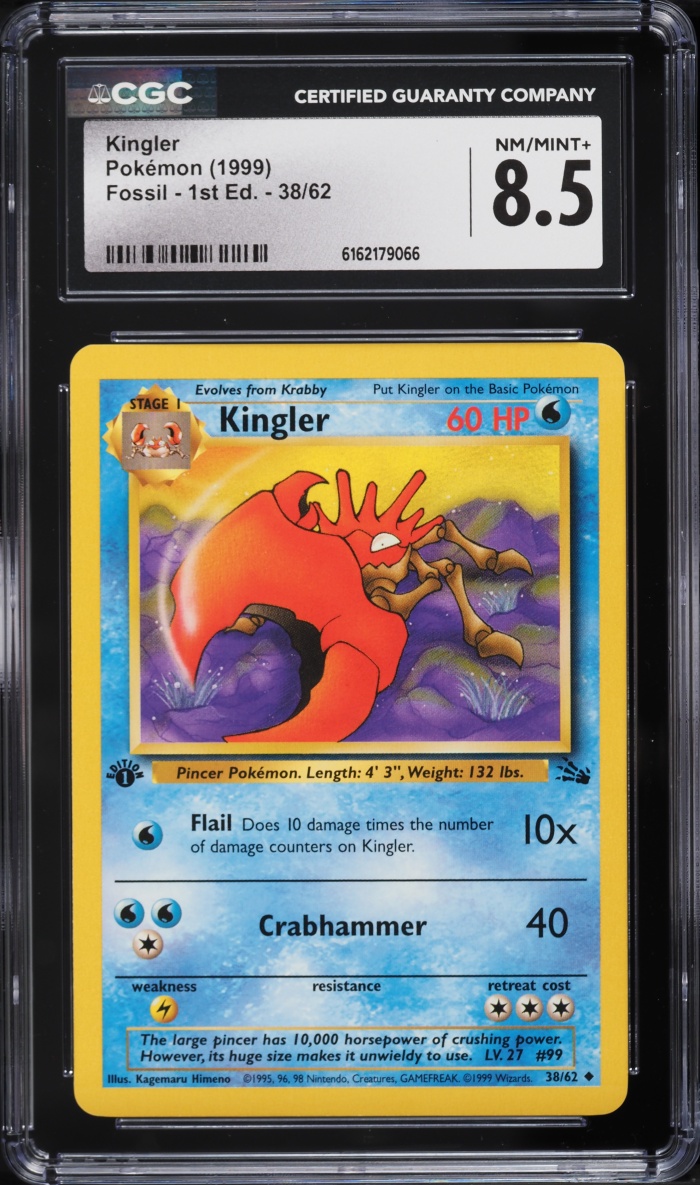 1999 Pokemon Fossil 1st Edition Kingler #38 CGC 8.5 NM-MT+