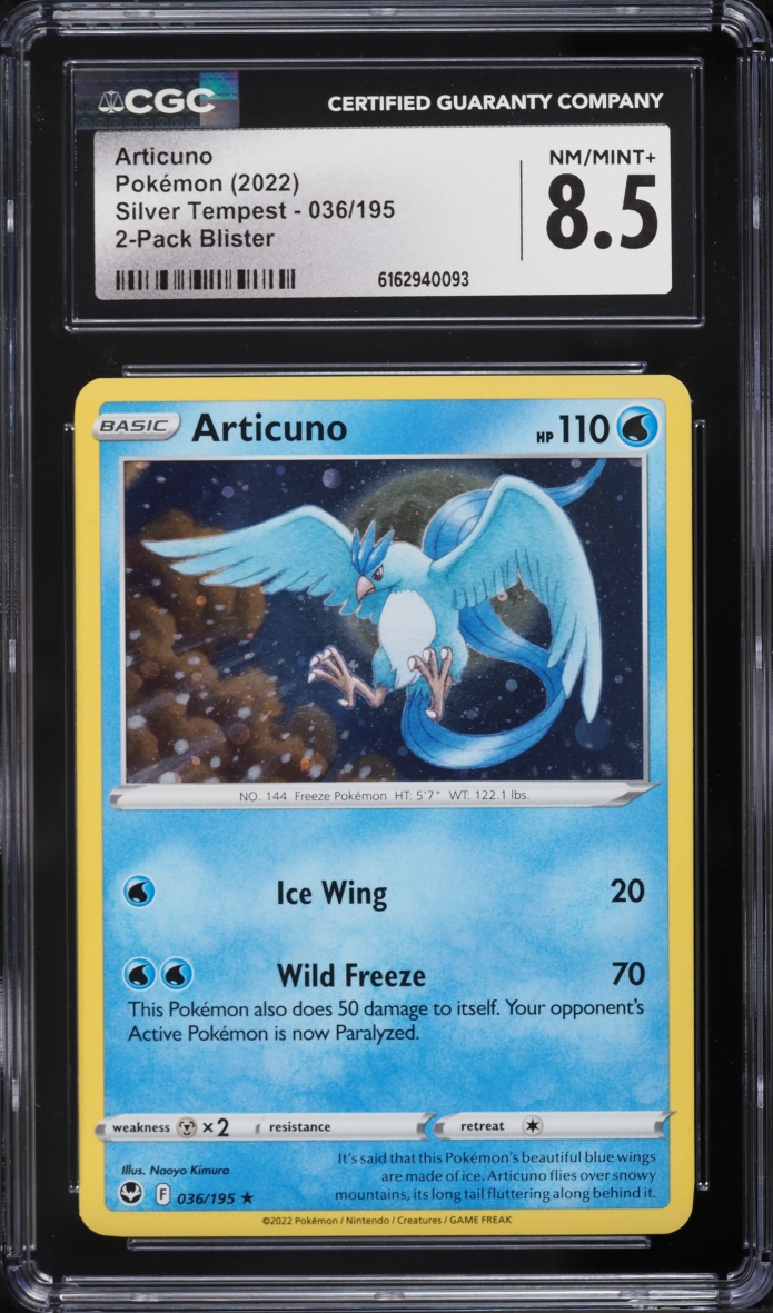 2022 Pokemon Sword & Shield Silver Tempest Holo Articuno #36 CGC 8.5 NM-MT+