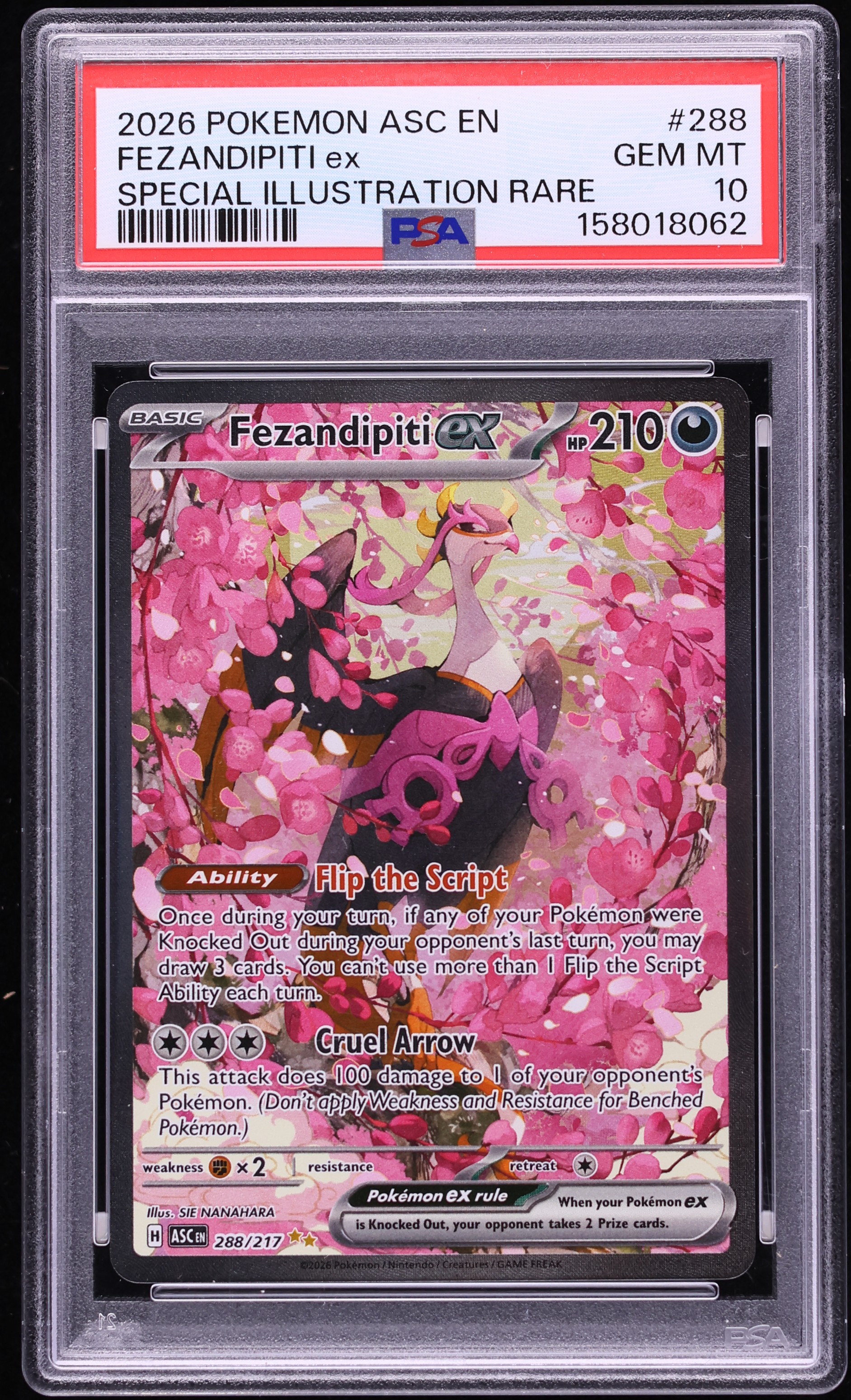 2026 Pokemon Mega Evolution Ascended Heroes SIR Fezandipiti ex #288 PSA 10 GEM MINT