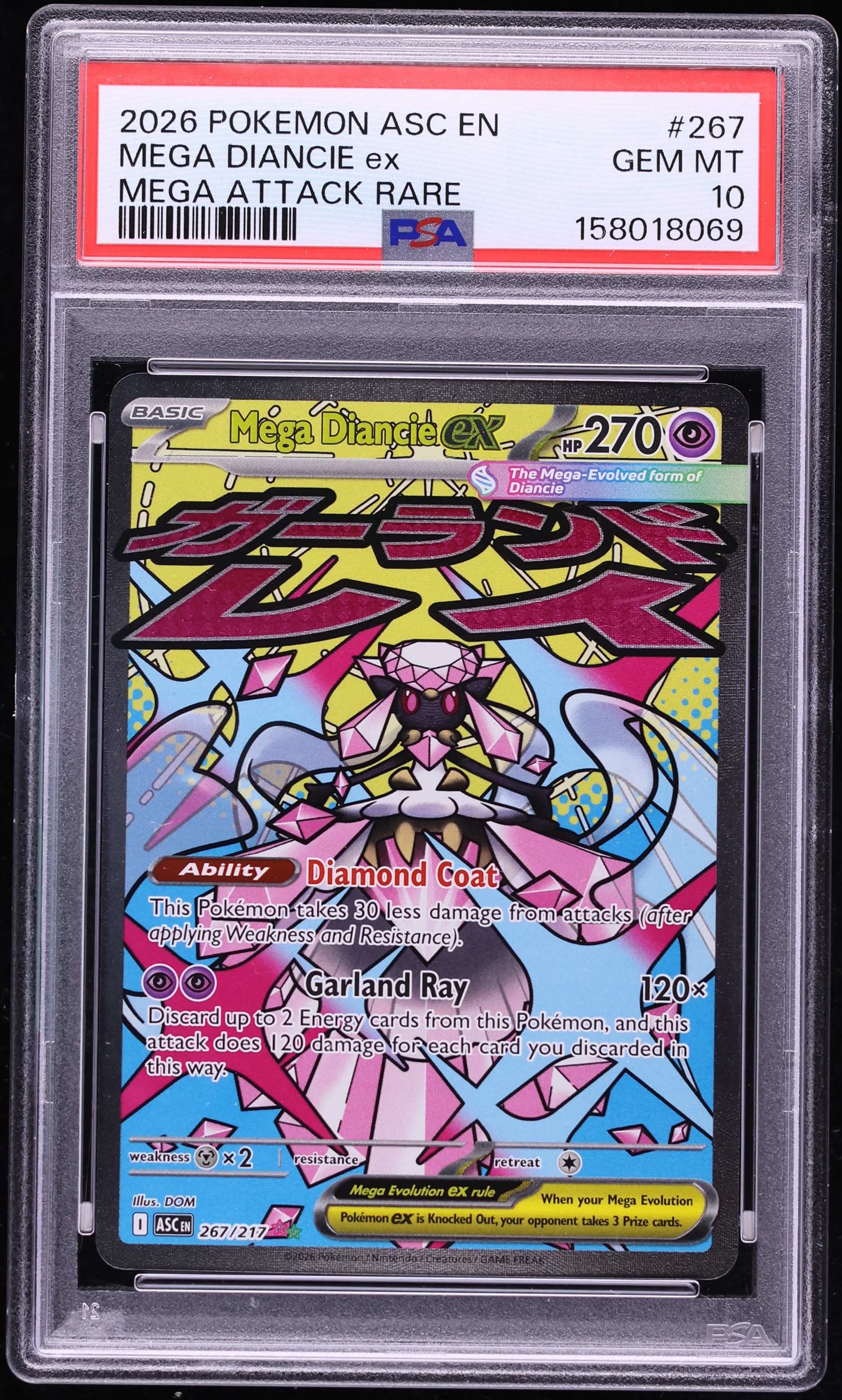 2026 Pokemon Mega Evolution Ascended Heroes MA Mega Diancie ex #267 PSA 10 GEM MINT