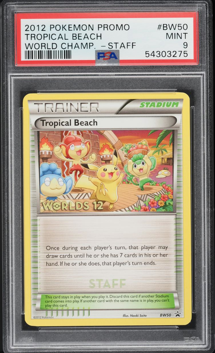 2012 Pokemon BW Black Star Promo World Championships Staff Tropical Beach PSA 9