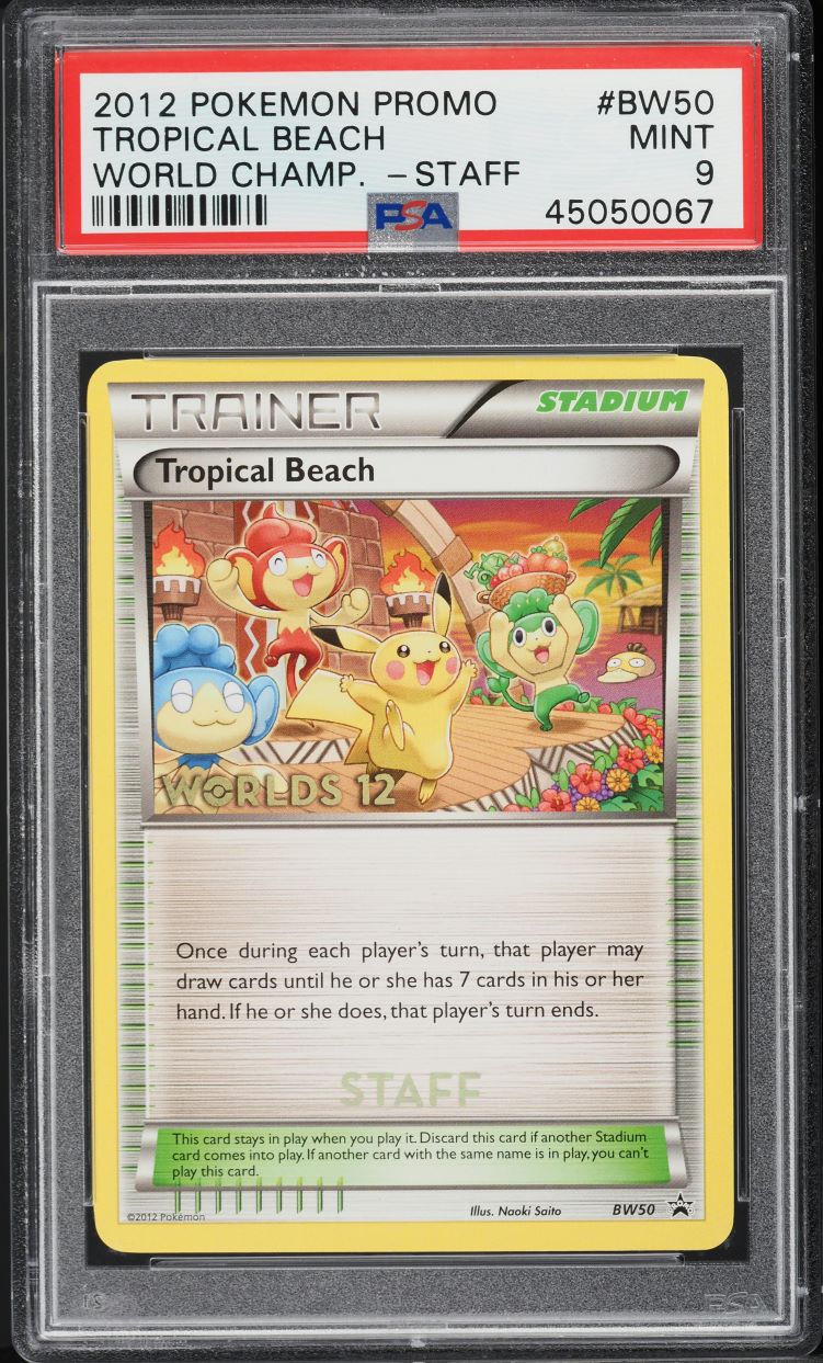 2012 Pokemon World Championships Promo Staff Tropical Beach PSA 9 MINT