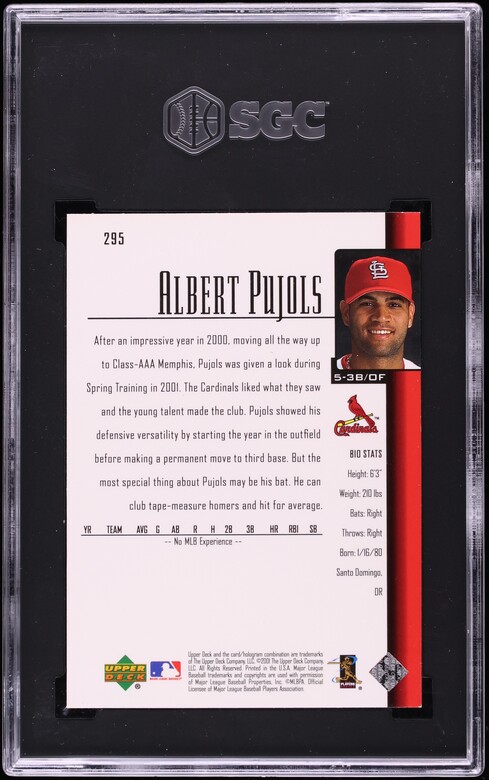2001 Upper Deck Albert Pujols #295 SGC 8.5 NM-MT+