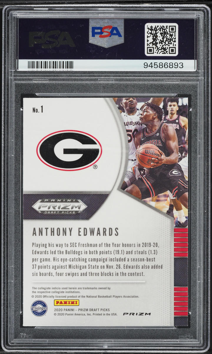 2020 Panini Prizm Draft Red White Blue Anthony Edwards ROOKIE #1 PSA 10 GEM MINT