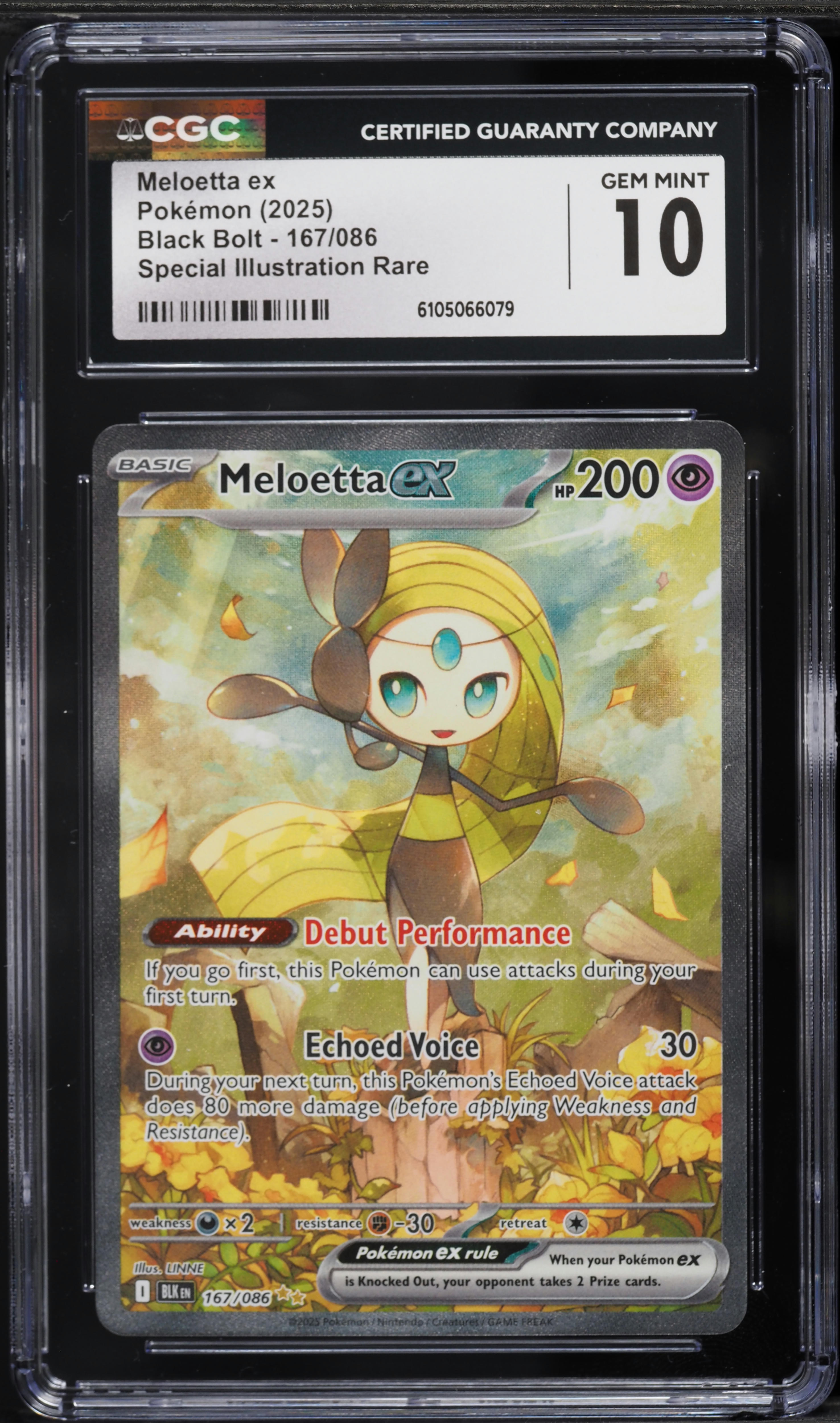 2025 Pokemon Scarlet & Violet Black Bolt SIR Meloetta EX #167 CGC 10 GEM MINT