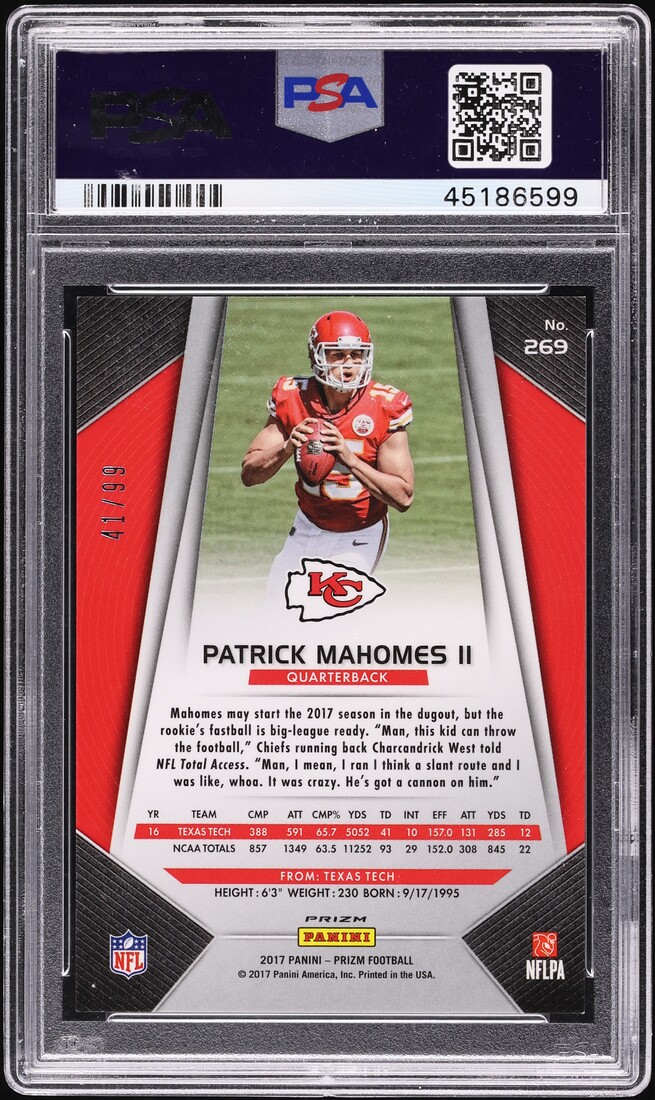 2017 Panini Prizm Green Scope Patrick Mahomes II ROOKIE /99 #269 PSA 9 MINT