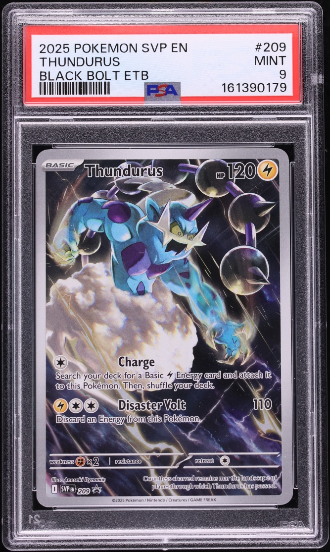 2025 Pokemon Scarlet & Violet Promo Black Bolt ETB Full Art Thundurus #209 PSA 9 MINT