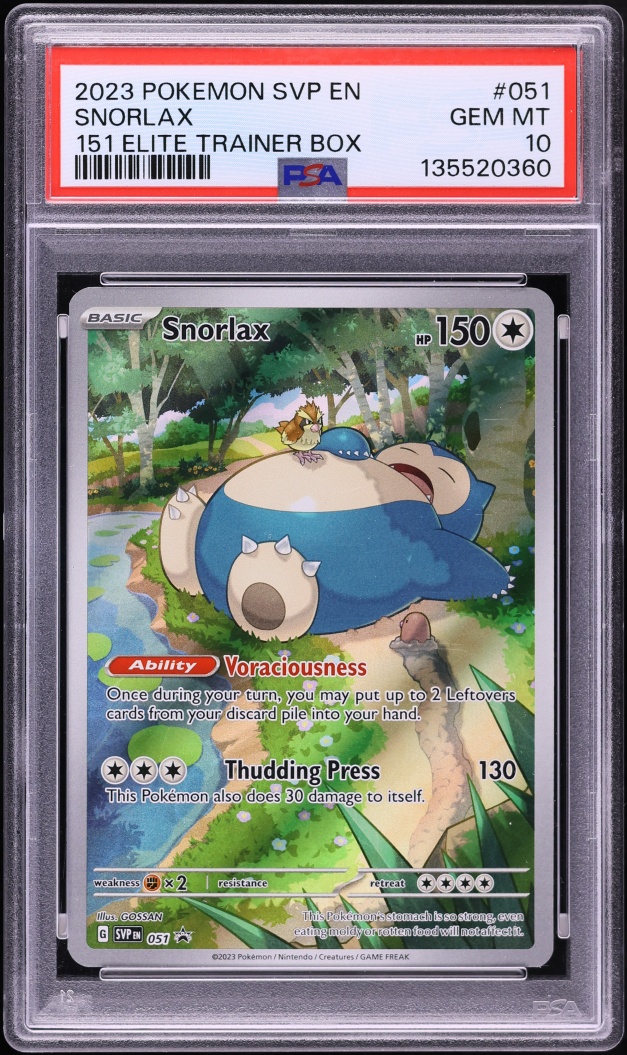 2023 Pokemon Scarlet & Violet Promo 151 ETB Alt Art Snorlax #51 PSA 10 GEM MINT
