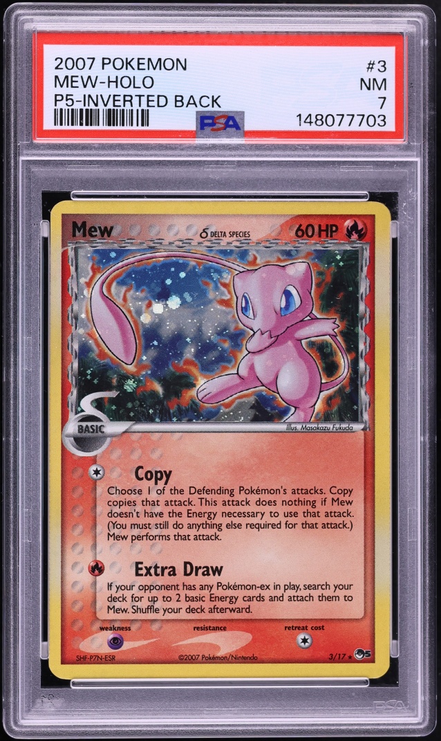 2007 Pokemon POP Series 5 Inverted Back Holo Mew #3 PSA 7 NRMT