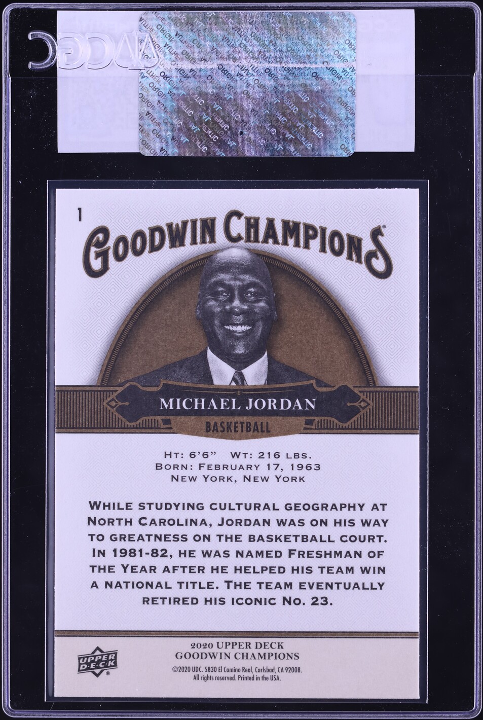 2020 Upper Deck Goodwin Champions Michael Jordan #1 CGC AUTH