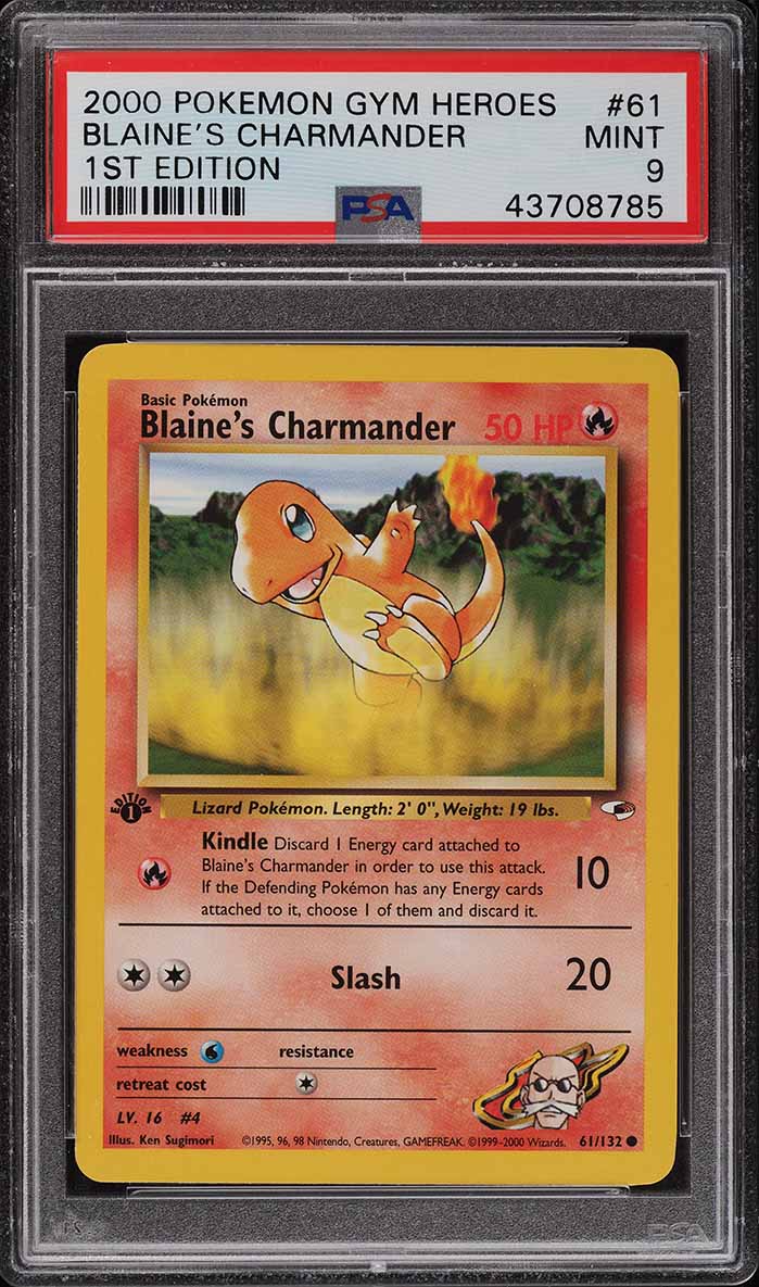 2000 Pokemon Gym Heroes 1st Edition Blaine's Charmander #61 PSA 9 MINT