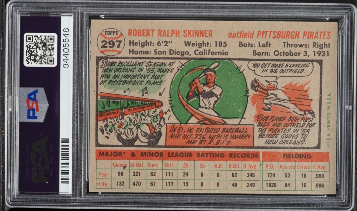 1956 Topps Bob Skinner #297 PSA 6 EXMT