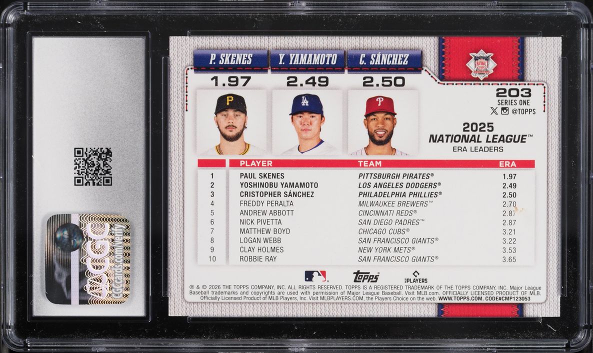2026 Topps Paul Skenes Yoshinobu Yamamoto Christopher Sanchez #203 CGC 10 GEM MINT