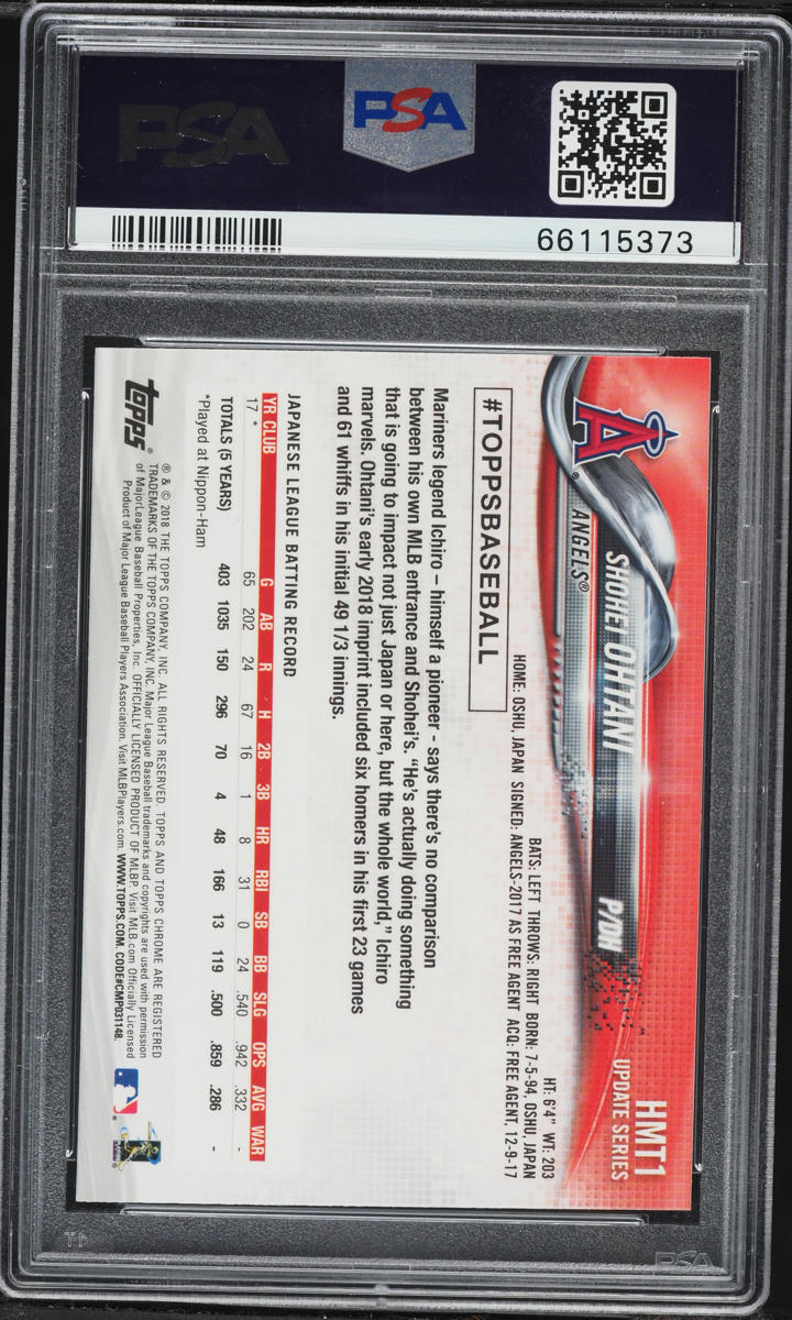 2018 Topps Chrome Update Shohei Ohtani ROOKIE #HMT1 PSA 10 GEM MINT
