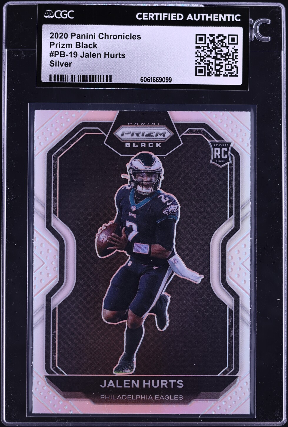 2020 Panini Chronicles Prizm Black Silver Jalen Hurts ROOKIE #PB-19 CGC AUTH