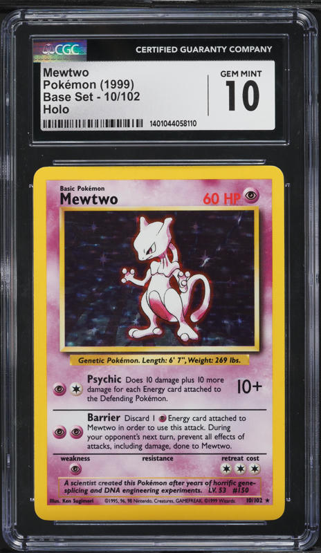1999 Pokemon Base Set Holo Mewtwo #10 PSA 10 GEM MINT on Fanatics